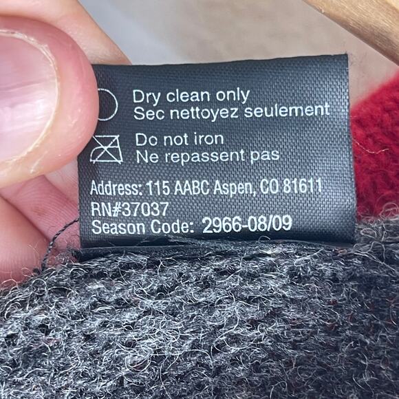 Vintage Obermeyer Wool Red Grey Striped 1/4 Zip Sweater Hoodie Apres Ski W Small - Picture 11 of 13